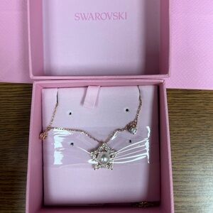 Swarovski rose gold diamond star and pearl necklace
